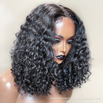 Yeswigs Afro Kinky Curly Human Hair Bob Wig Hd Full Lace Front Wig Raw Indian Virgin Human Hair Lace Frontal Wig For black Women